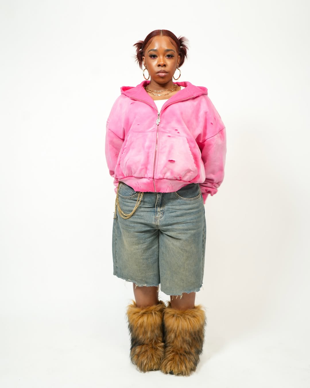 pink oversized sweatshirt